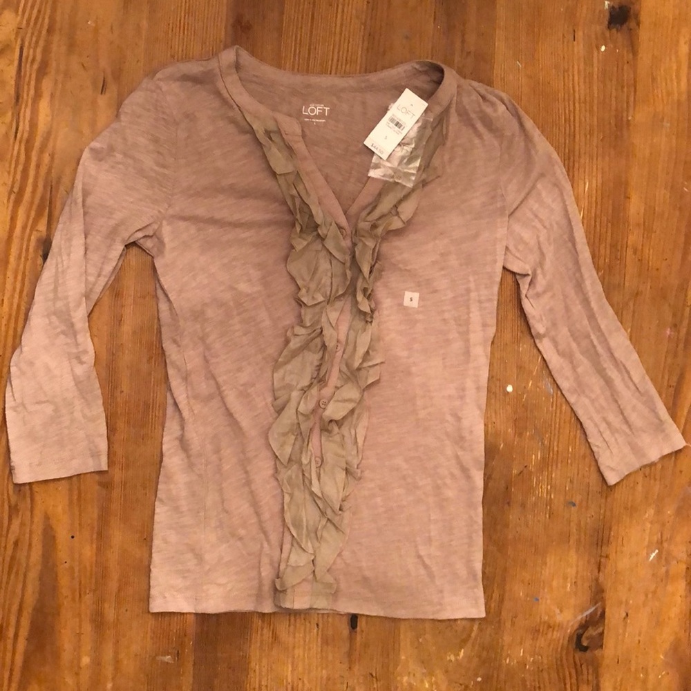 Loft brand new ruffle shirt 3/4 sleeves